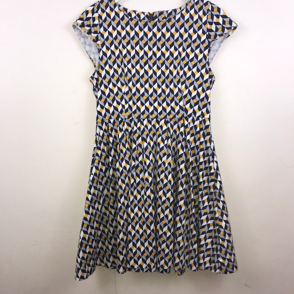 Louche| Geometric Printed Cotton Skater Dress - Picture 1 of 6
